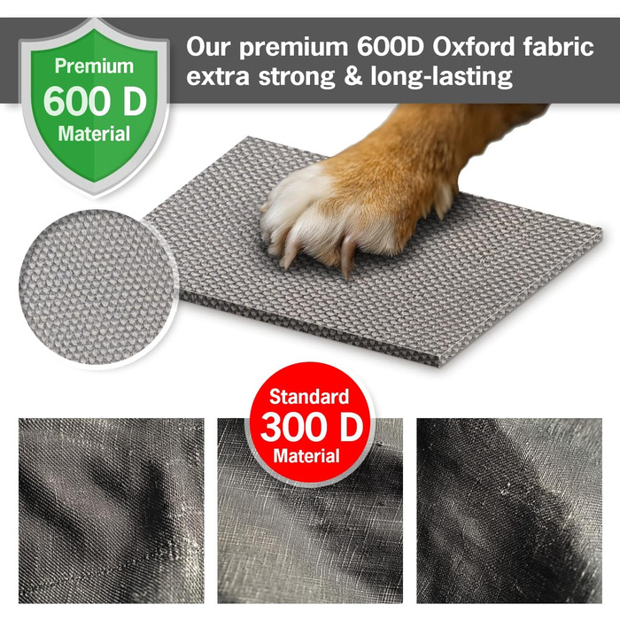 Килимок для собак великих порід 110x90 см - Міцний матеріал Oxford 600D, водовідштовхувальний, XXL лежанка для собак 10 см заввишки, двосторонній, для вулиці - Сірий 110x90x10 см