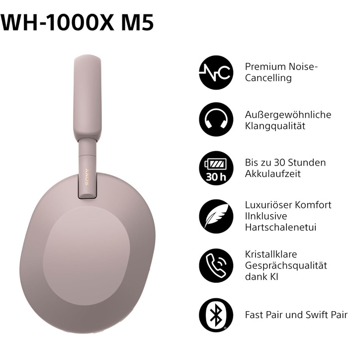 Навушники Sony WH-1000XM5 Black з кейсом: бездротові, з шумозаглушенням, Bluetooth, Hi-Res Audio, до 30 год роботи