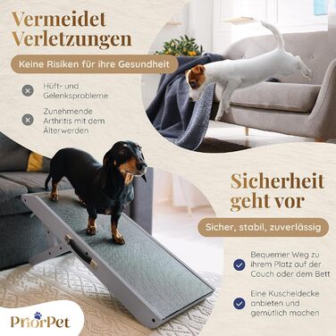 Рампа для собак Hunderampe - регульована, 18-53 см, для ліжка/софи, з берези, антиковзка, чорна/сіра