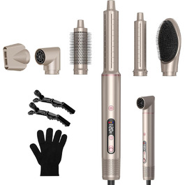 UKLISS Airstyler Pro 7 в 1: професійний фен-щітка з іонізацією, 1400W, для створення локонів, випрямлення та сушіння волосся (Золотий)