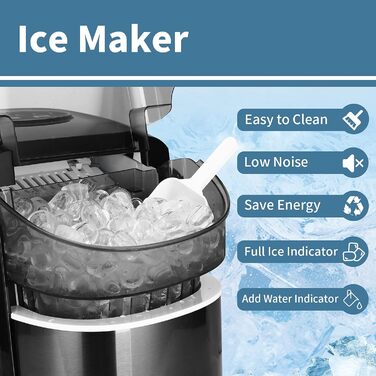Машина для приготування льоду 12 кг, Ice Maker, чорний, з функцією самоочищення
