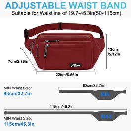 Чоловіча/жіноча поясна сумка-бананка з дощовиком, велика, нейлон, 5 відділень на блискавці, для подорожей, спорту, прогулянок з собакою (бордовий)