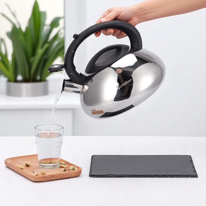 Електричний чайник EliteHoff з індукційним нагріванням, 3л, нержавіюча сталь, з автоматичним свистком, срібний, для всіх типів плит (E-5113)