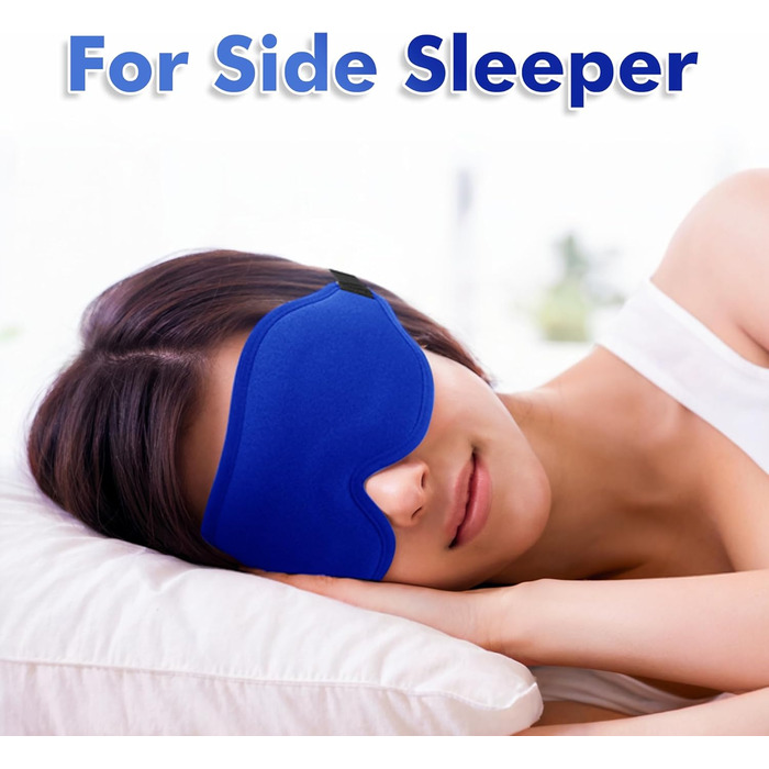 Маска для сну для чоловіків та жінок, 3D-контурна, блокує світло, з регульованим ремінцем, дихаюча та м'яка, для сну, йоги, подорожей (Блакитна)