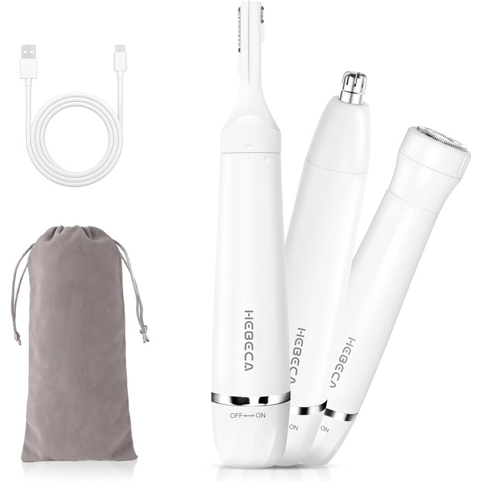 Електричний триммер для волосся на обличчі 3-в-1 для жінок. Триммер для брів, обличчя, тіла. Бездротовий, водонепроникний. Білий