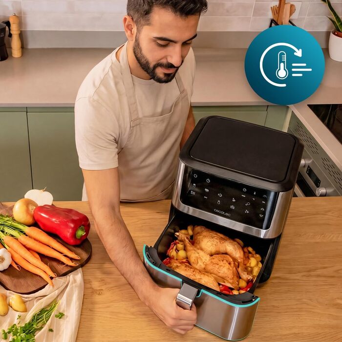 Фритюрниця Cecotec Cecofry Advance 9000 Window 9л з оглядовим вікном та подвійною зоною - 2200 Вт, нержавіюча сталь