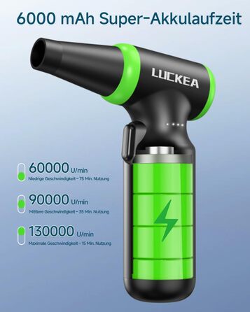 Електричний повітряний пилосос для чищення ПК - 3-ступеневий Air Duster 130000 об/хв, міні-фен, для клавіатури, авто, дому та вулиці
