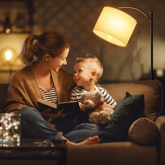 Стійка лампа для вітальні з пультом керування, 3 колірні температури, сумісна з LED, чорного кольору, з димуванням, з кнопкою на ніжці, для спальні, читання, офісу, з лампочкою в комплекті