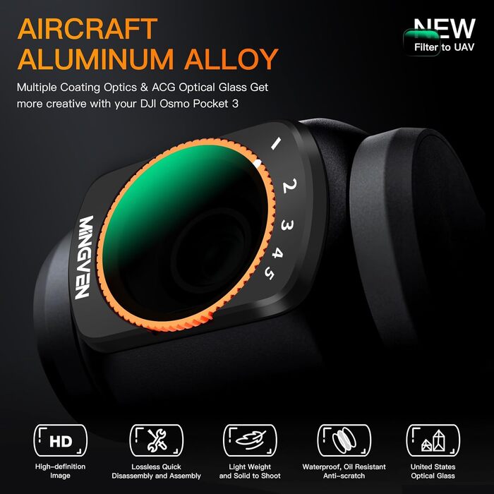 Набір фільтрів ND для DJI Osmo Pocket 3 Creator Combo: ND, CPL, UV, VND (1-5 Stopps, 6-9 Blendenstufen)