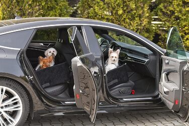 Автокрісло для собак та котів | Чорний велюр, розмір L (57x50 см) | Зручне автоліжко для тварин