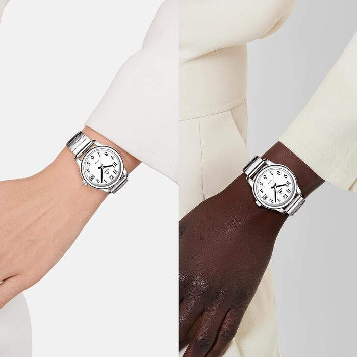 Жіночий годинник LN LENQIN: Водонепроникні годинники для жінок з нержавіючої сталі, кварцовий механізм, аналоговий дисплей, регульований ремінець, сріблястий колір, білий циферблат