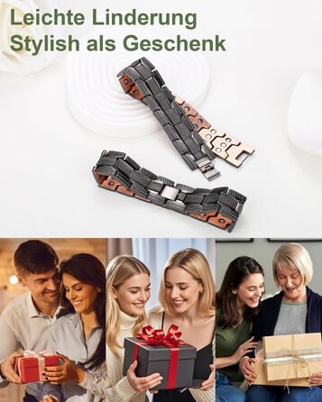 Браслет чоловічий MagEnergy з міді, 3 магніти, регульована довжина, чорний