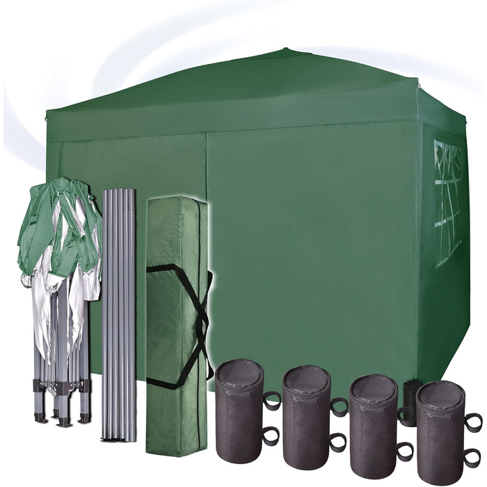 Pavilion with silver protective coating, waterproof, 3 x 3 m, White (Green)