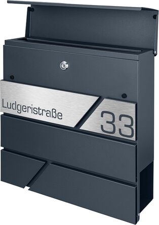 Поштовий ящик з газетницею з нержавіючої сталі, настінний, з замком та відділенням для преси - лазерне гравіювання (Модель 3)