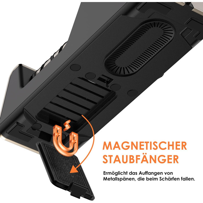 Professional electric knife sharpener with 100% diamond abrasive and precision angle guides. Suitable for double-bevel and serrated knives. Quickly achieves razor-sharp results.