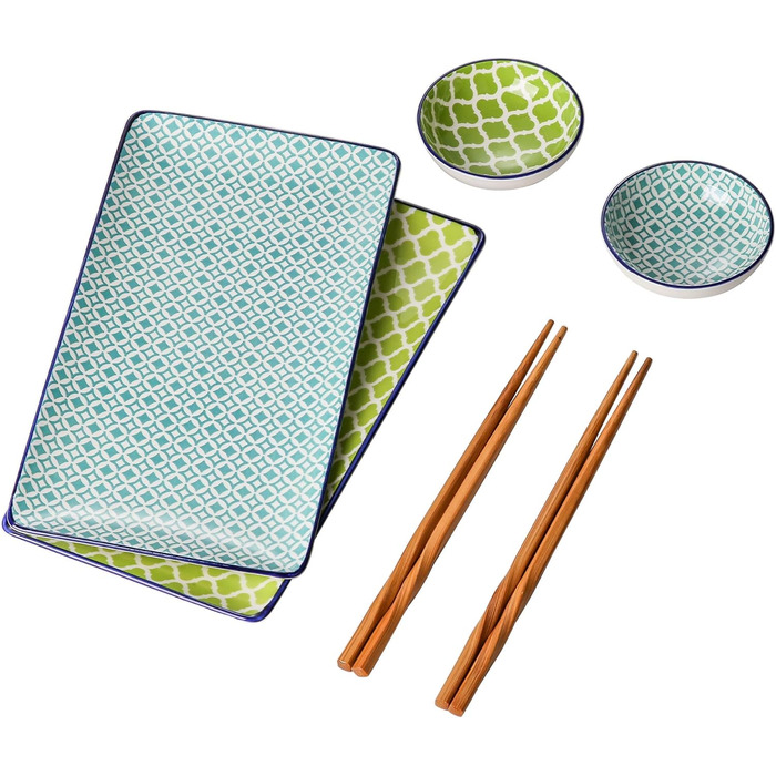 Набір посуду Vancasso HARUKA Sushi Set для суші (2 персони), кераміка, суші-тарілки, соусники, палочки для їжі