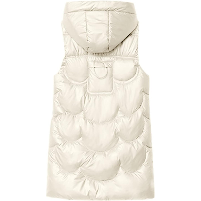 Жіноча тепла куртка Longwete з капюшоном, пухова, без рукавів, елегантна жилетка, легка зимова куртка, верхній одяг, колір зелений (M, бежевий)