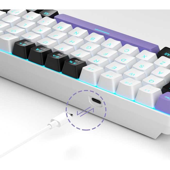 Механічна ігрова клавіатура MageGee MK-Box 68 клавіш TKL з LED-підсвічуванням, сіра (фіолетовий/червоний перемикач)