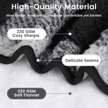 Водонепроникний килимок для собак, 152x127 см, фланель та шерпа, для середніх та великих собак, чорний в клітинку