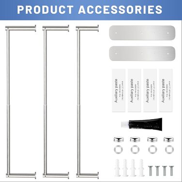 Тримач для рушників Lannvan без свердління, висувний 37-70см, нержавіюча сталь, для ванної кімнати та кухні, 2 способи встановлення, сріблястий