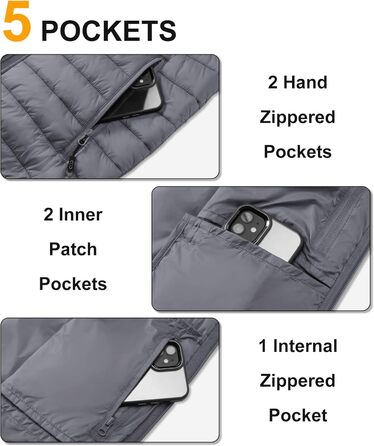 Стьобана жилетка для чоловіків 33000ft Outdoor з утеплювачем, гібридна спортивна жилетка з 5 кишенями, для походів та їзди на коні (Сірий, 4XL)