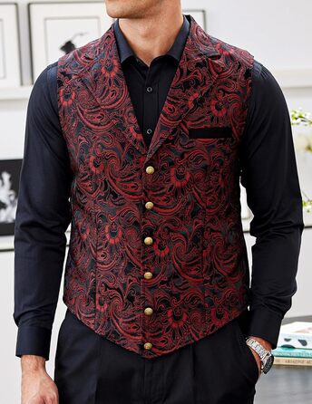 Чоловічий жилет Coofandy Paisley вікторіанський готичний стиль Стімпанк для смокінга з лацканами фіолетовий