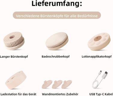 Електрична щітка для спини Gentle Exfoliating, з довгим ручним, для глибокого очищення, для жінок, чоловіків, літніх людей, рожевого кольору