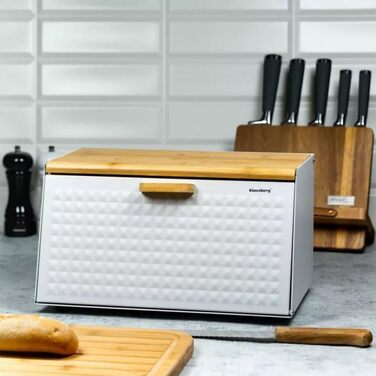 Кляузберг Brotbox: дерев'яний та металевий хлібний ящик/кошик (чорний/білий)