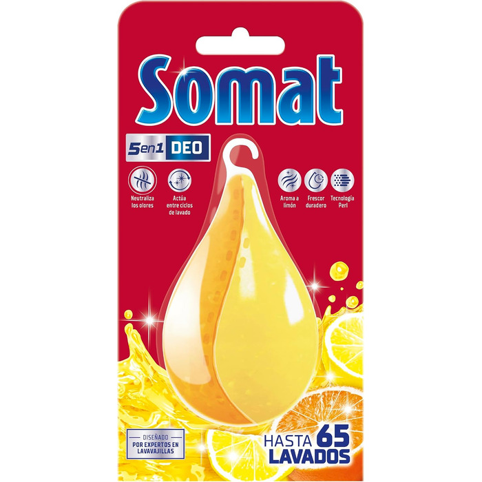 Дезодорант для посудомийних машин Somat Deo Perls, Лимон та Апельсин, для нейтралізації запахів (8 шт x 17 г, 60 циклів)