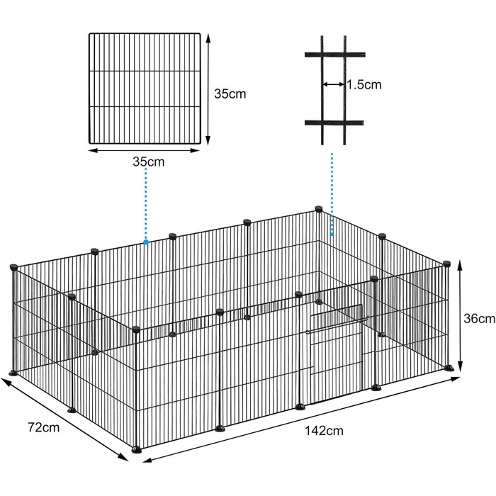 Клітка-вольєр для кроликів та інших дрібних тварин Froadp 142x72x36cm (12 частин)