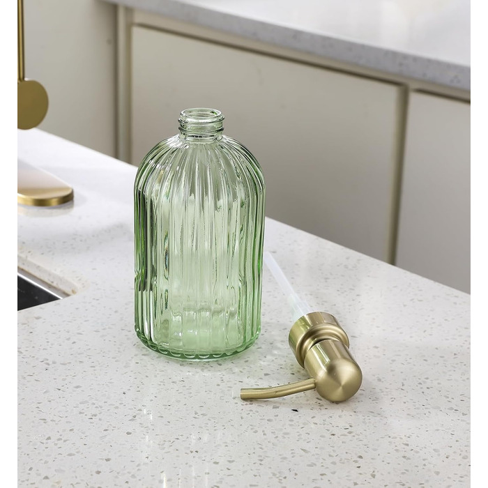 Набір з 2 дозаторів для мила з коричневого скла з позолоченою помпою, 473 мл