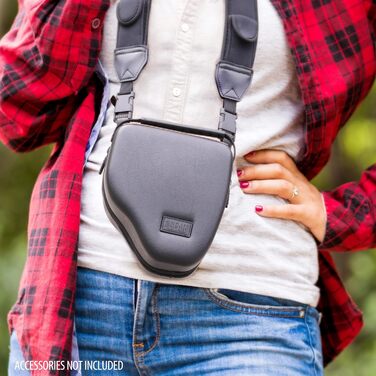 Чохол для DSLR камери USA Gear з жорстким корпусом, захистом Eva, швидким доступом, м'яким інтер'єром та гумовим руків'ям (колір коричневий, веганська шкіра)