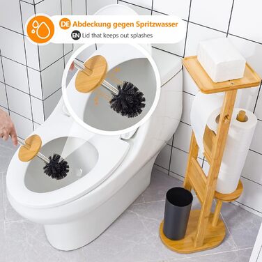 Набір для ванної кімнати Yorbay з бамбука: тримач туалетного паперу, тримач для щітки та підставка для смартфона