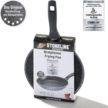 Сковорода STONELINE 20 см з антипригарним покриттям з кам'яними частинками, для індукційних плит, алюмінієва, сіра