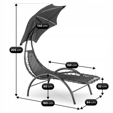 Шезлонг металевий чорний Mebel Elite