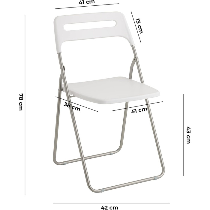 Складний стілець Baroni Home для дому та вулиці, металевий каркас, 42x38x78 см, білий, 4 шт.