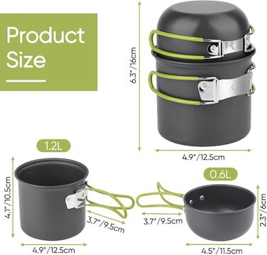 Набір посуду для кемпінгу з алюмінію, туристичний посуд, набір для пікніка та походів