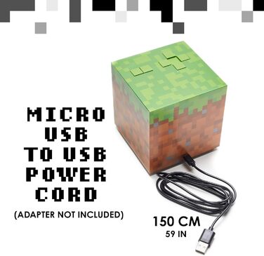 Будильник Minecraft Grasblock: офіційно ліцензований, з підсвіткою, відтворює музику з гри, декор для кімнати геймера Minecraft, 13 x 13 см, зелений
