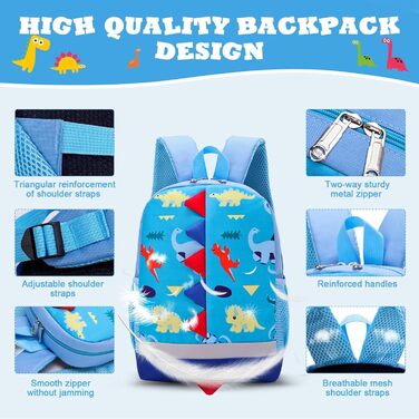 Дитячий рюкзак для хлопчика Kinderrucksack, рюкзак у дитячий садок, шкільний рюкзак для малюків, сумочка для школи для хлопчиків та дівчаток (#7 блакитний)