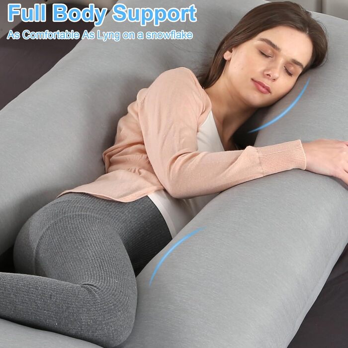 М'який вагітний подушка GKXLH – подушка для вагітних для підтримки спини, живота, стегон, ніг, J-подібна подушка для вагітних, повного тіла, знімний чохол (Кooling Grey)