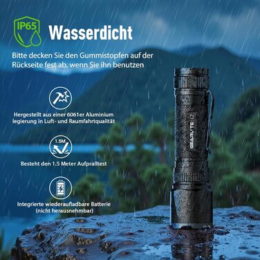 Тактичний ліхтарик GEARLITE 2 шт. - LED, 3000 люмен, Zoom, 3 режими, водонепроникний IP65, для кемпінгу, риболовлі, тактики