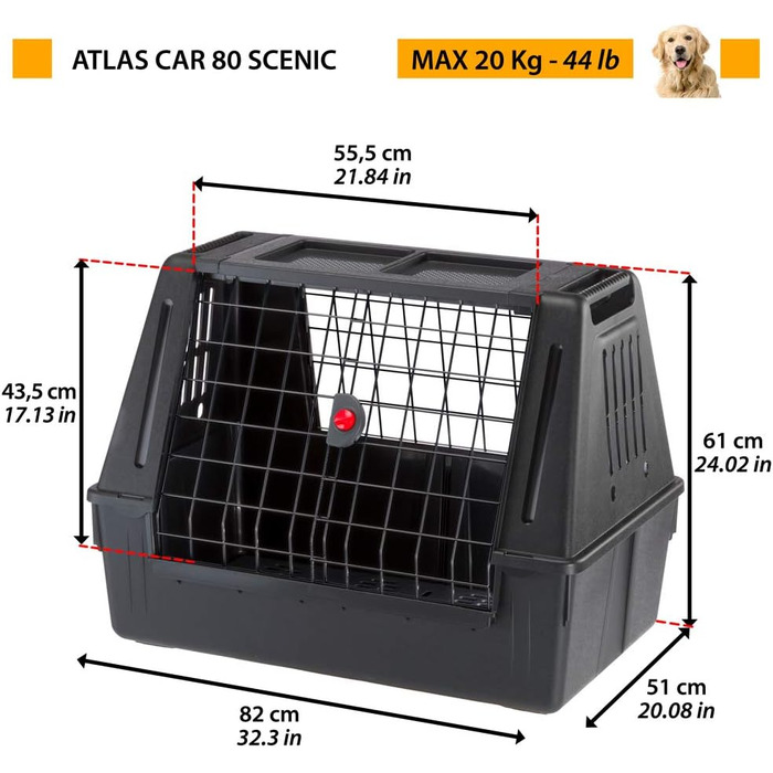 Переноска для собак Ferplast ATLAS CAR SCENIC MINI – комфортна та безпечна подорож (82x51x61 см)