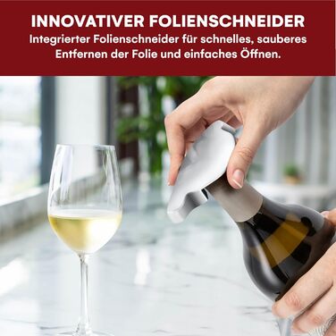 Kitchtic Wine Opener - Wine Bottle Opener - Stainless Steel - Opens in just 3 seconds with a quick up and down motion - Waiter's Knife - includes foil cutter - Silver
