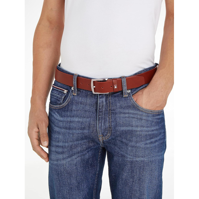 Чоловічий шкіряний ремінь Tommy Hilfiger New Denton 3.5, колір: коричневий (темно-бежевий)