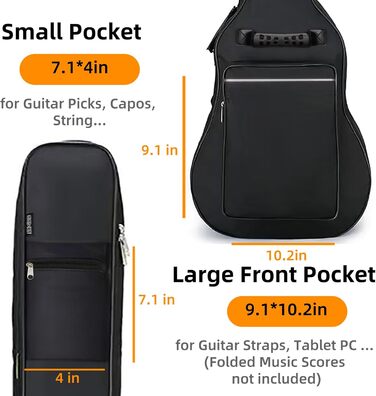 Чохол для акустичної гітари GIGKOUKI, 0.9 см товщина підкладки, для гітар 39-41 дюймів, водонепроникний, з регульованим плечовим ременем