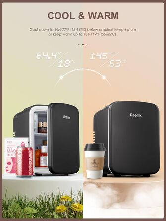 Міні-холодильник 6L, портативний, чорний: для косметики, напоїв, їжі. Ідеально для дому, офісу, авто