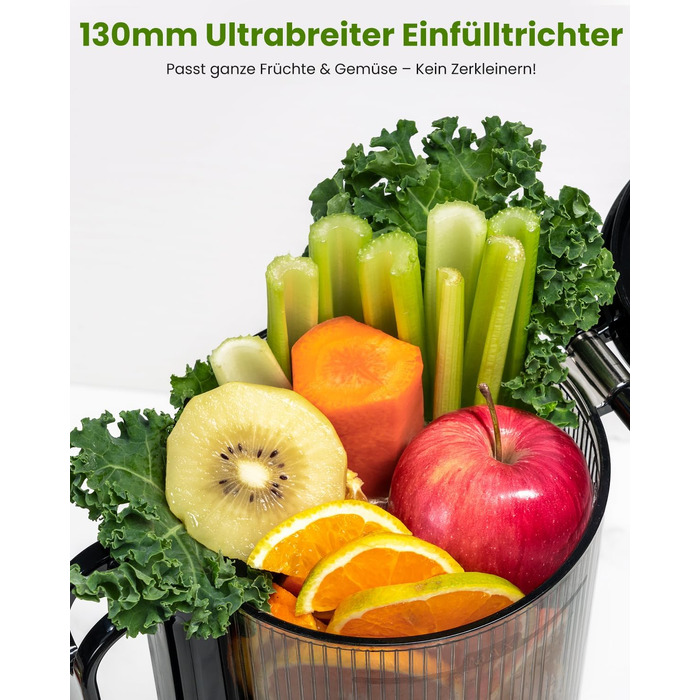 Шнекова соковижималка LINKChef Slow Juicer, 250Вт, для цілих овочів та фруктів, широкий отвір 130мм, чаша 1.8л, з функцією реверсу, без BPA