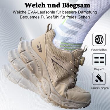 Робочі черевики для чоловіків та жінок. Легкі, дихаючі, з металевим підноском. Чоловічі та жіночі робочі черевики для промисловості, 44 EU, хакі