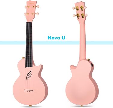 Укулеле Enya Ukulele-Sopran NOVA U Mini - 23 дюйми, рожевий колір, карбон, для початківців, з аксесуарами