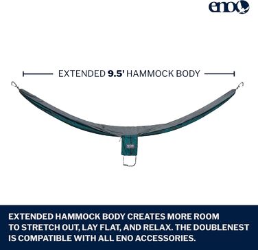 Гамак подвійний ENO DoubleNest Print Berge Zum Meer, сірий - для кемпінгу, 1-2 особи
